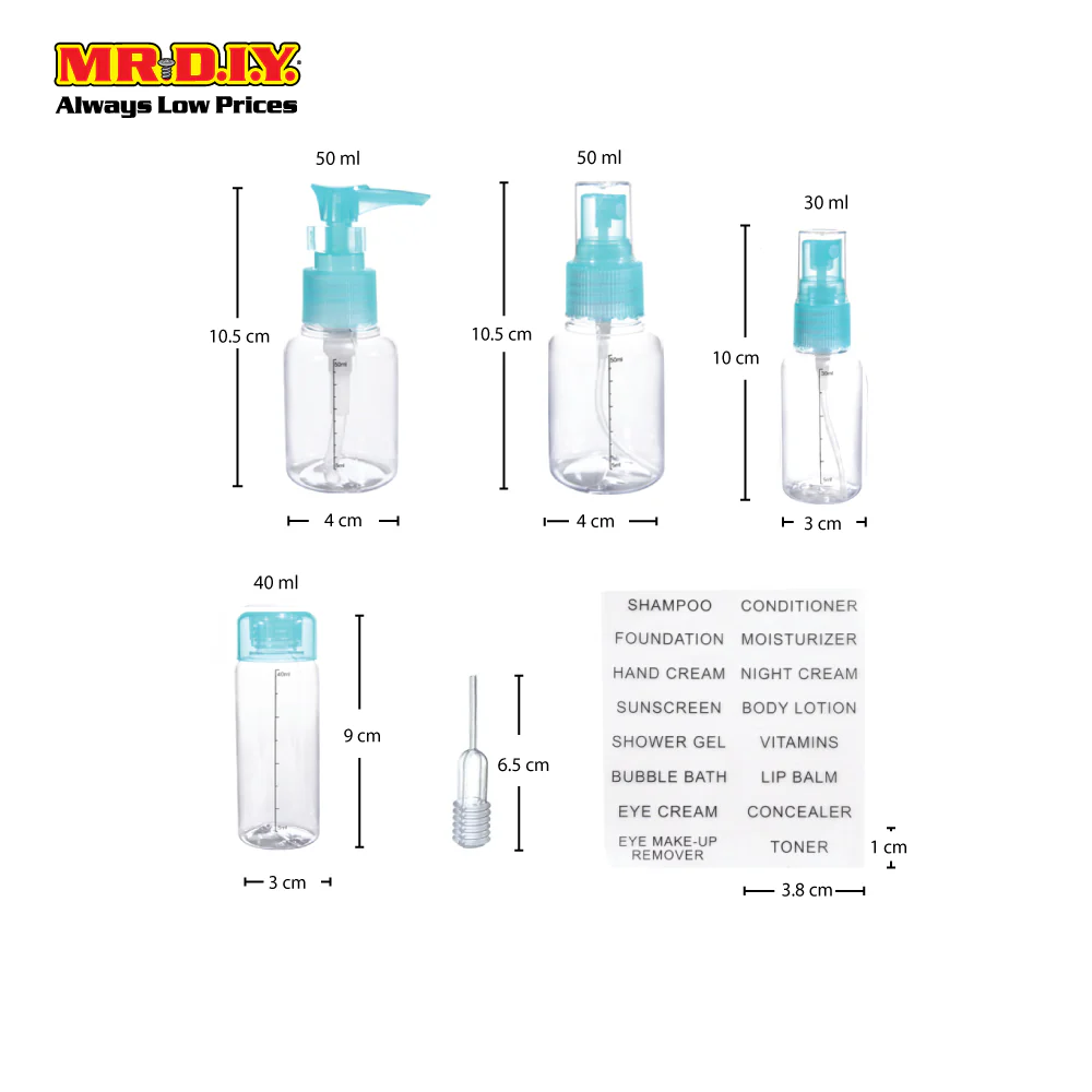 (MR.DIY) KEQI 7 in 1 Travel Pack Cosmetic Bottle Kit Set - Image 5