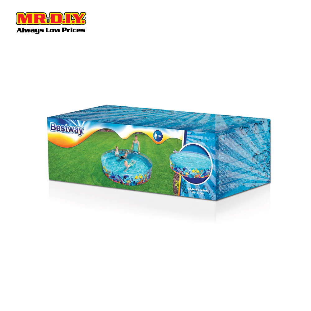BESTWAY Round Kids Portable Foldable Swimming Pool (2.44m x 46cm) - Image 2