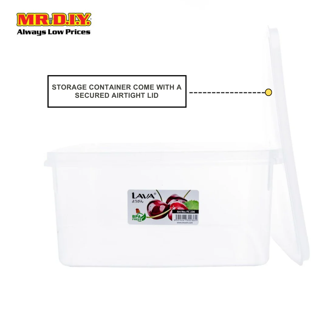 LAVA Transparent Durable Airtight Plastic Food Container 30.8 x 30.2cm (13.2L) - Image 5