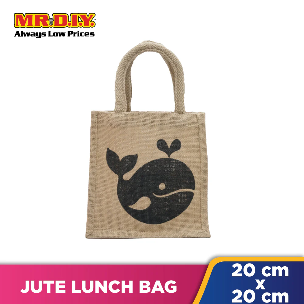 Little Jute Lunch Bag with Whale Design (20x20x10cm) - Image 2