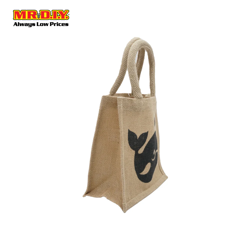 Little Jute Lunch Bag with Whale Design (20x20x10cm) - Image 3