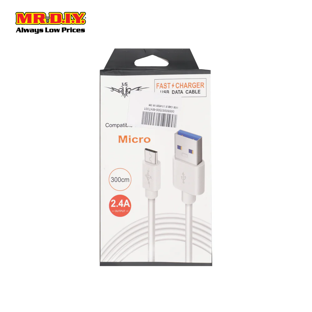 LS Micro USB Fast Charging Data Cable 2.4A (3m) - Image 2