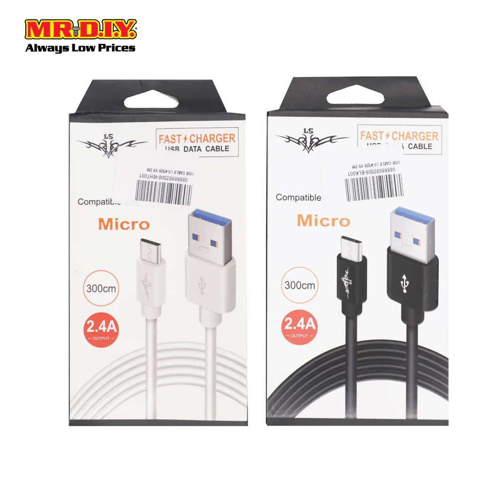LS Micro USB Fast Charging Data Cable 2.4A (3m) - Image 4
