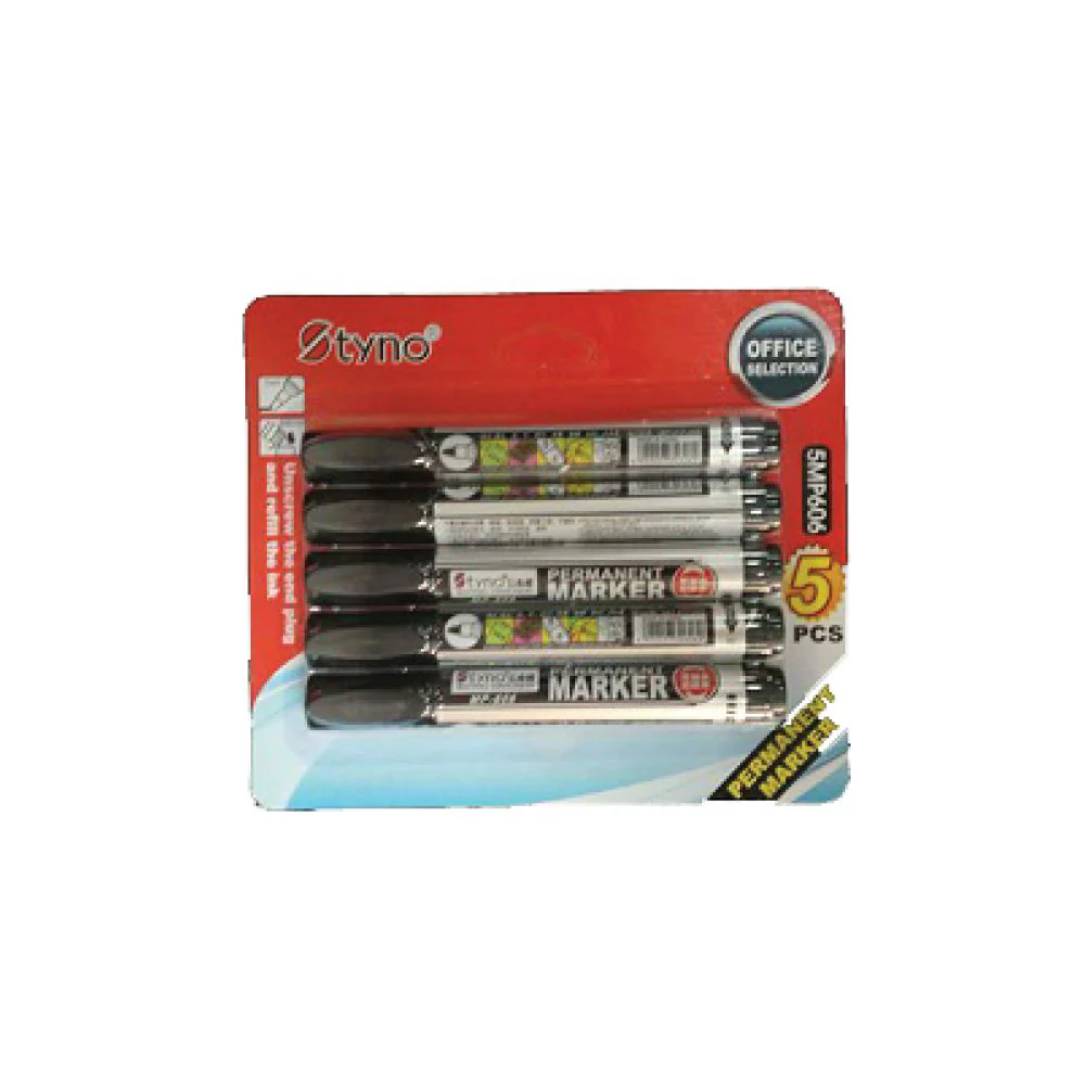 (MR.DIY) Tyno Permanent Marker Black (5pcs) - Image 2