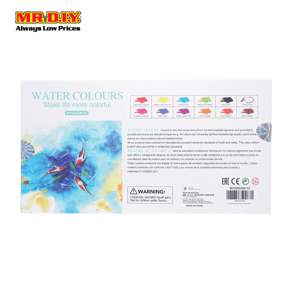 MR.DIY Watercolor Set 12 Pcs (6 ml) - Image 3
