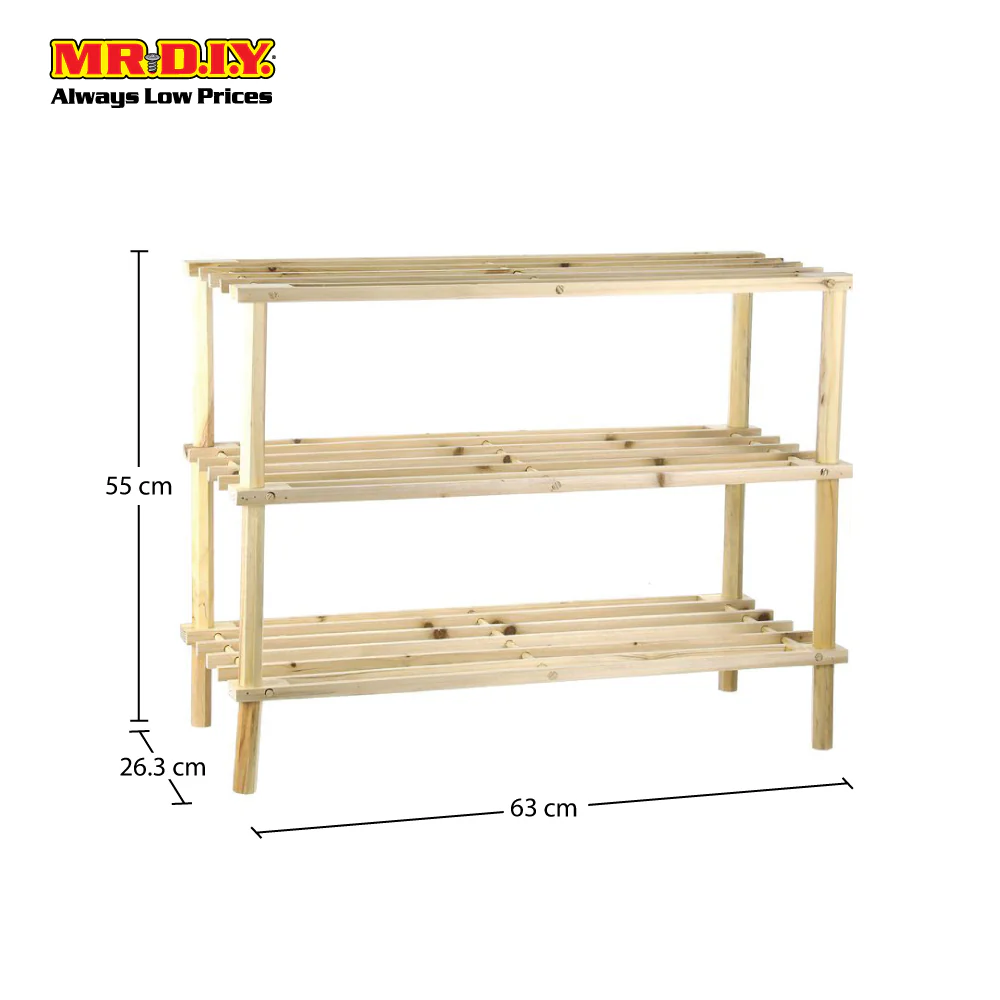 (MR.DIY) 3 Tier Wooden Shoes Rack (63cm x 55cm) - Image 3