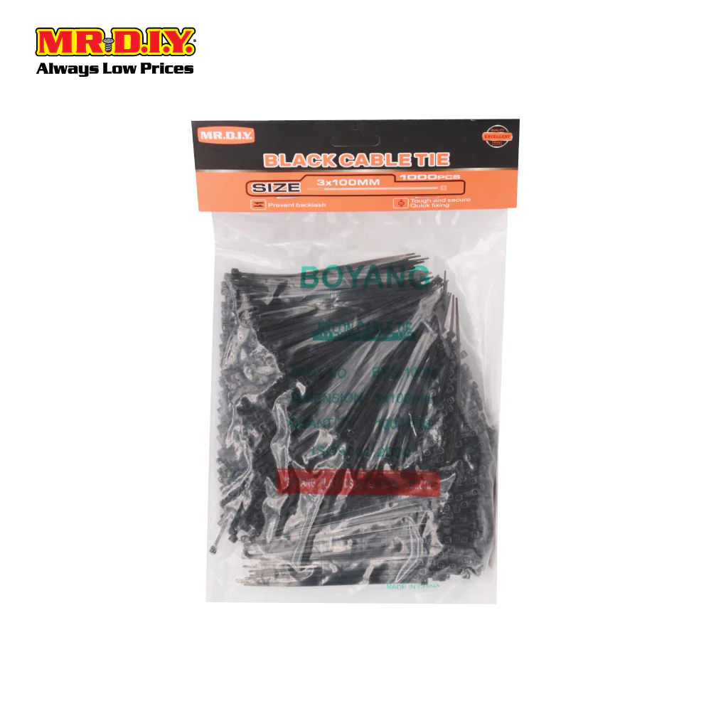 (MR.DIY) Black Cable Ties (3mm x 10cm) 1000pcs - Image 3