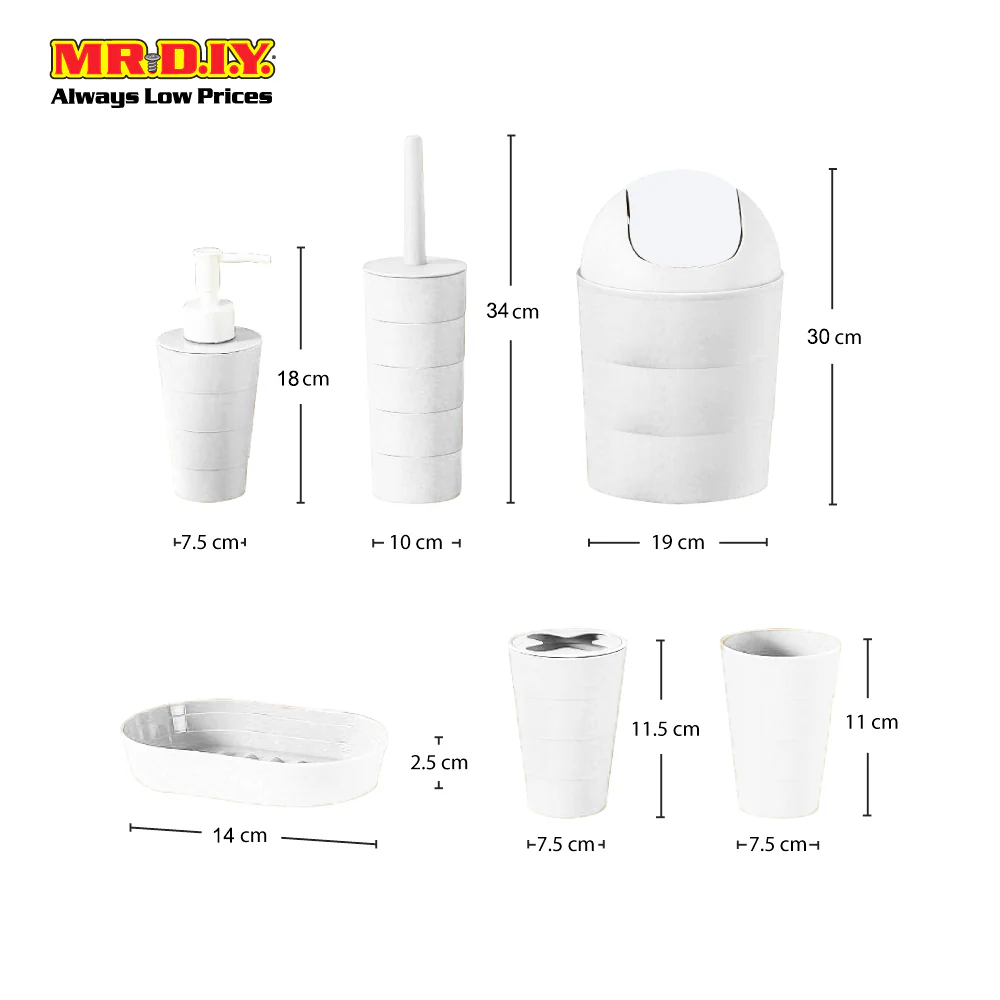 (MR.DIY) 6 in 1 Bathroom Toiletries Set Brown - Image 3