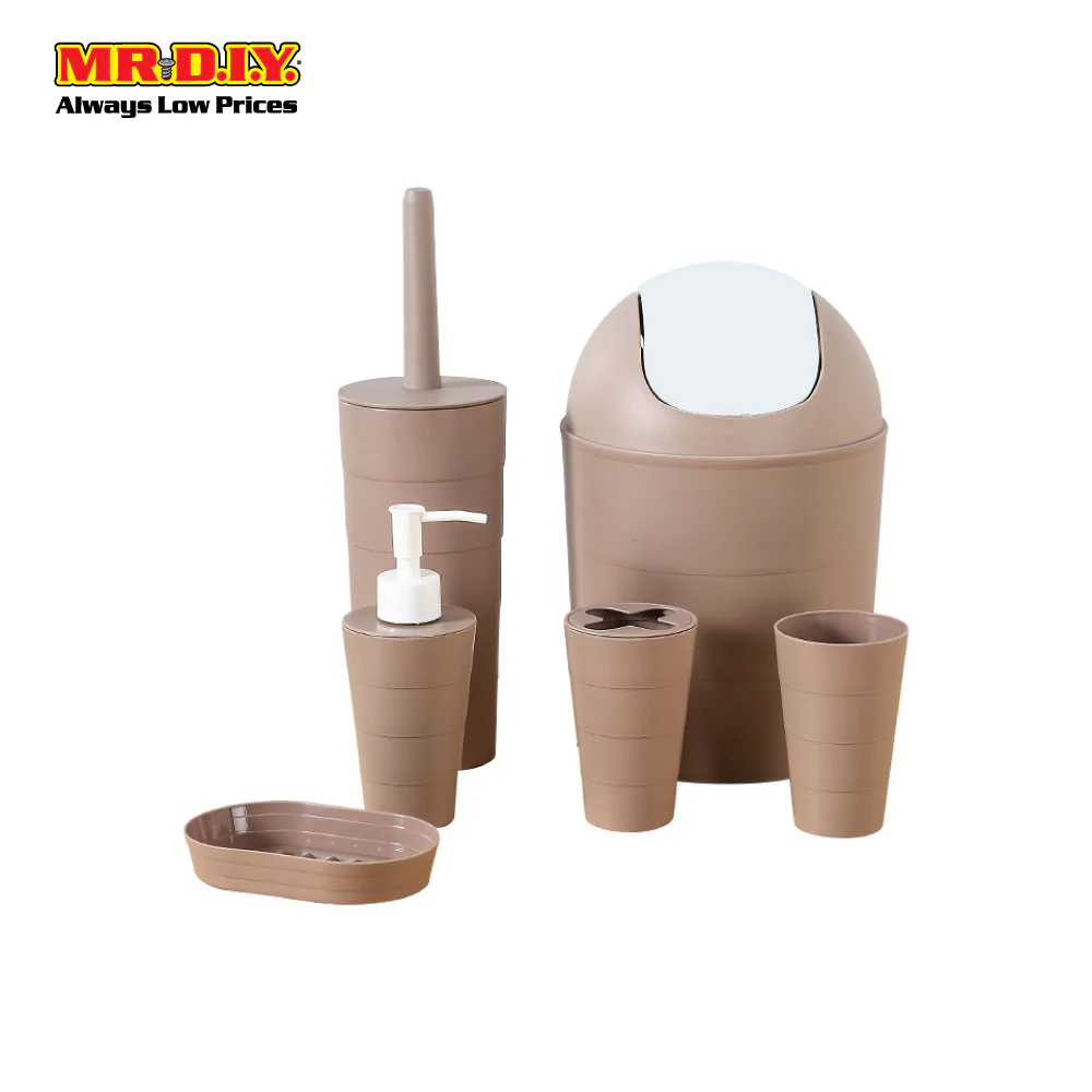 (MR.DIY) 6 in 1 Bathroom Toiletries Set Brown - Image 4
