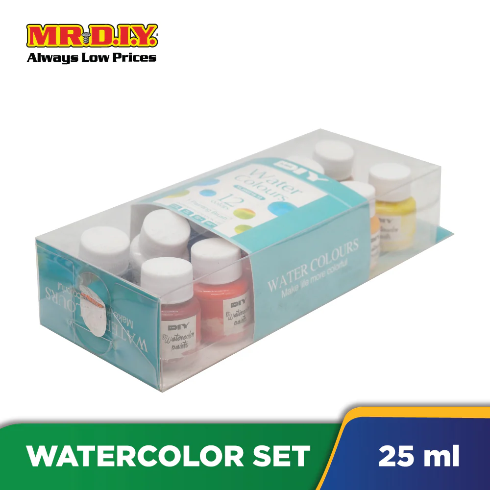 (MR.DIY) 12 Color Bright Non-Fade Watercolor & Paintbrush Set (25 ml) - Image 2