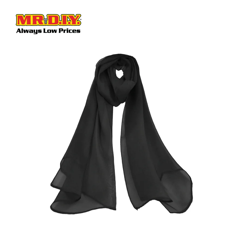 (MR. DIY) Basic Chiffon Scarf (45inch) - Black - Color Series - Image 4