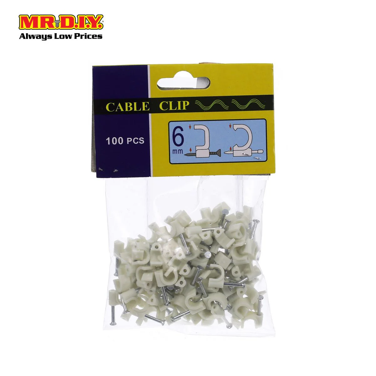 (MR.DIY) Cable Clip 6mm (100 pcs) - Image 2