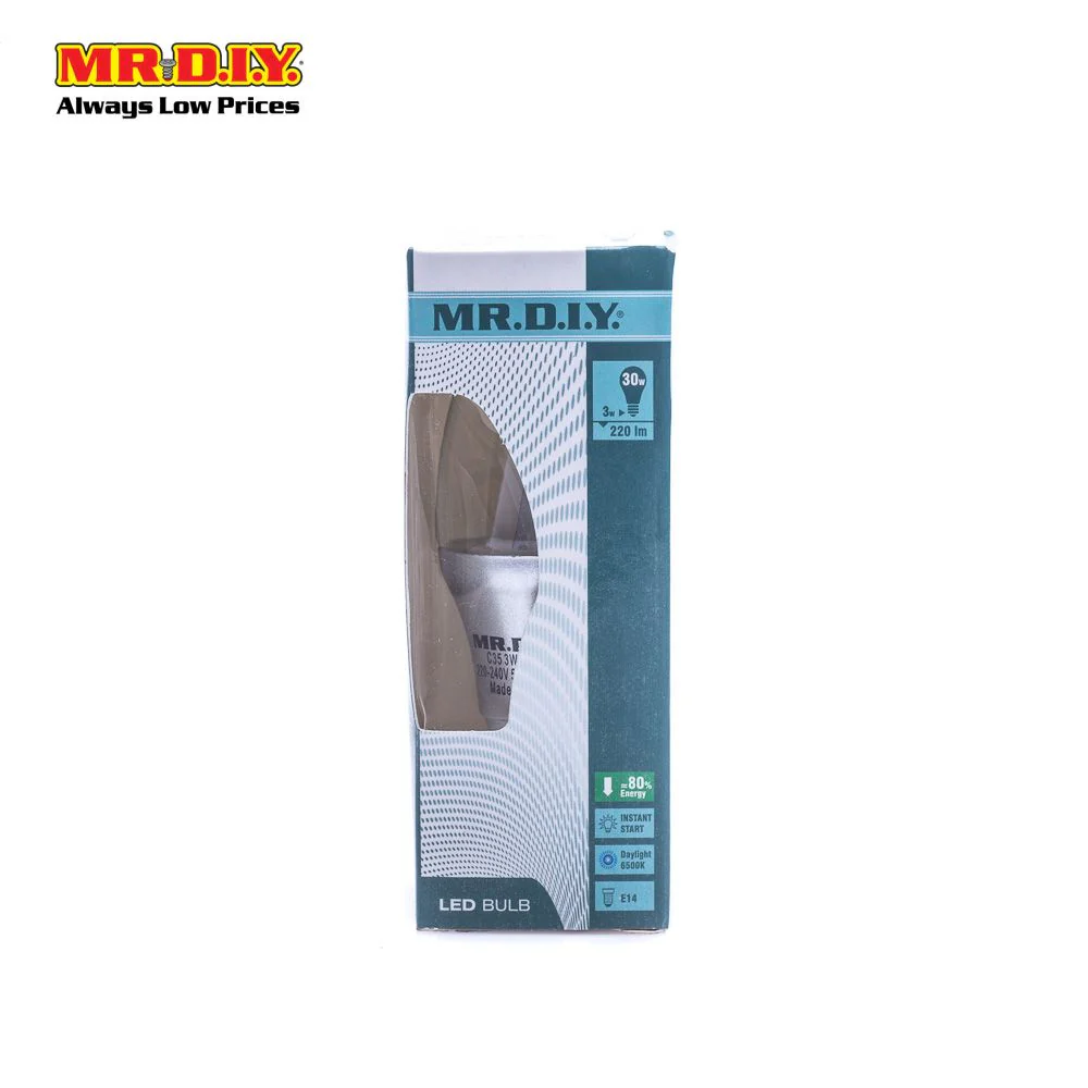 (MR.DIY) Candle Shape LED Bulb Daylight 3W C35 - Image 3