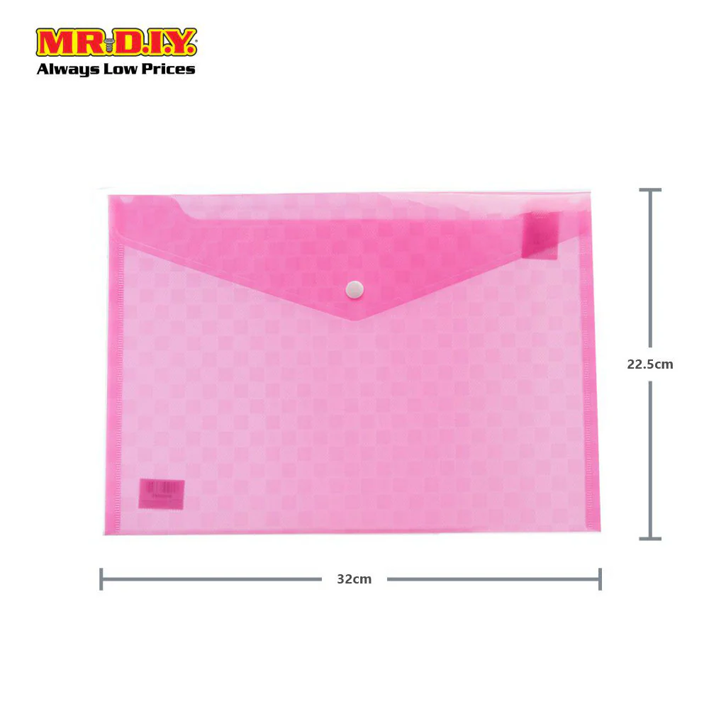 (MR.DIY) Checkered Snap Button Document Folder  (1pc) - Image 3