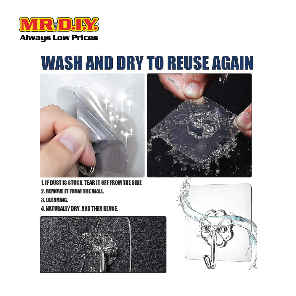 (MR.DIY) Clear Adhesive Wall Hook (6 pcs) - Image 5