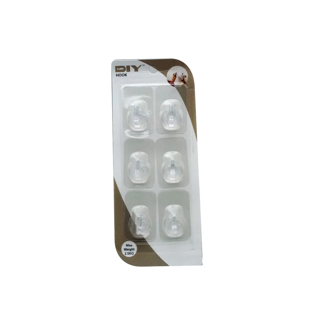 (MR.DIY) Clear Adhesive Wall Hook (6 pcs) - Image 2