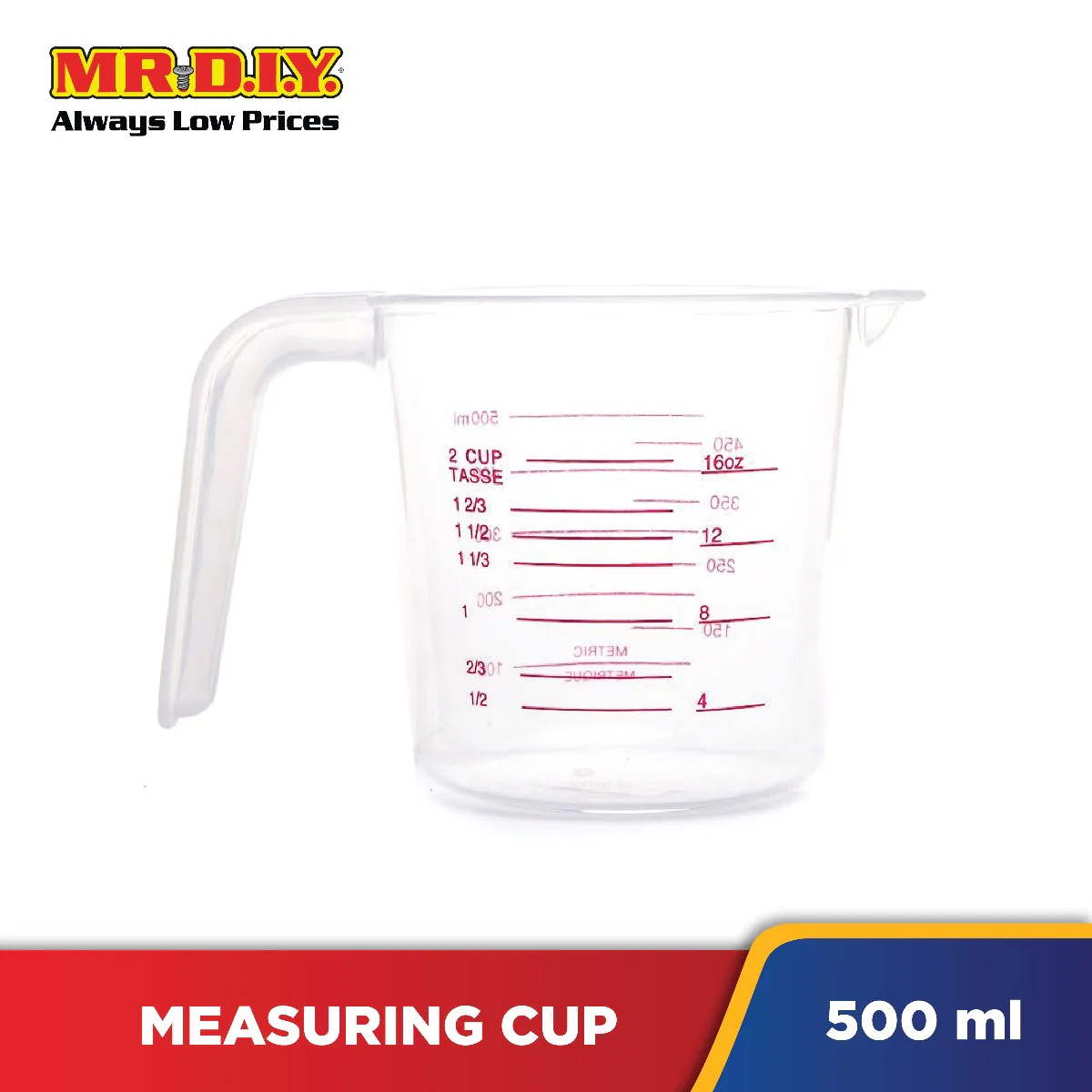 (MR.DIY) Clear Plastic Measuring Cup (500ml) - Image 5