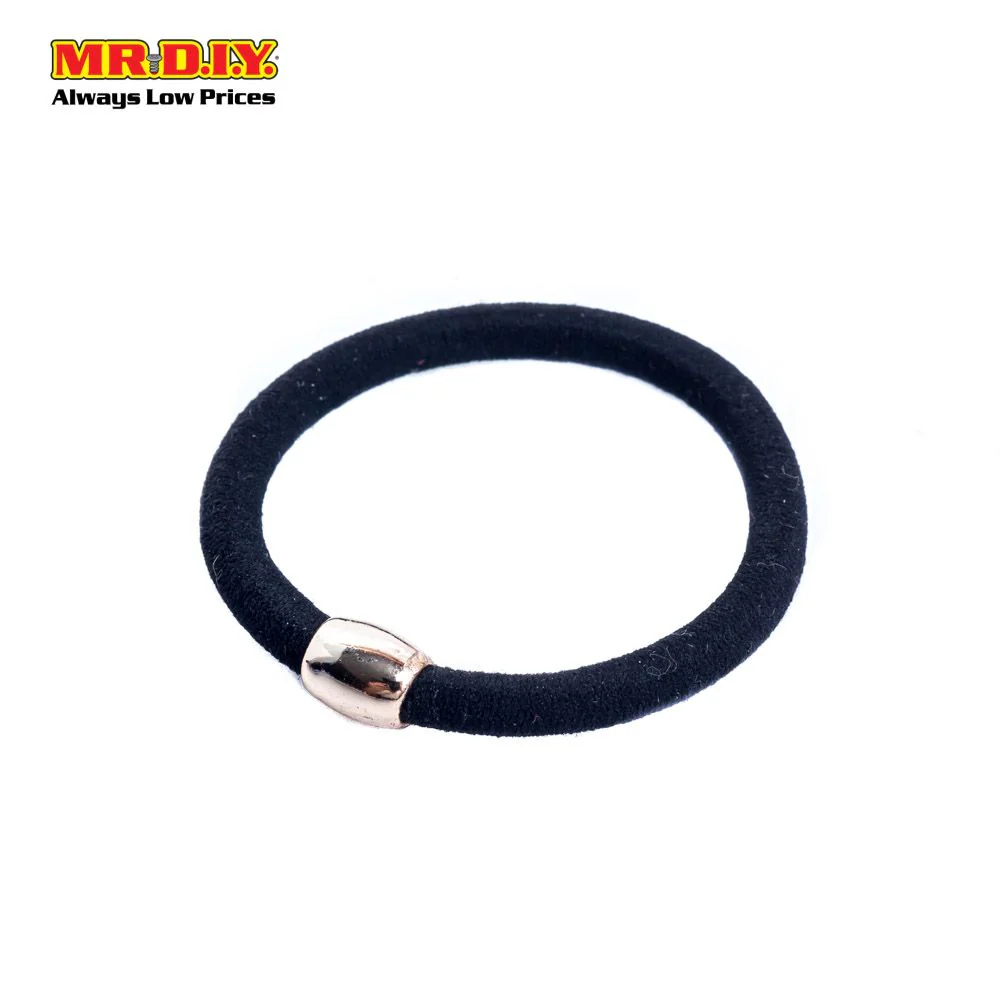 (MR.DIY) Fashion Jewellery Single Beaded Rubber Hairband  Black (6pcs) - Image 3