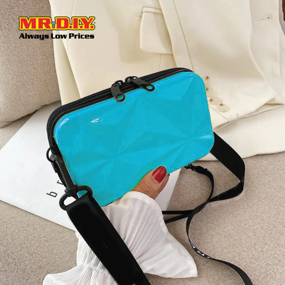 (MR.DIY) Geometric Hardcase Shoulder Bag with Strap - LIGHT BLUE - Color Series - Image 8