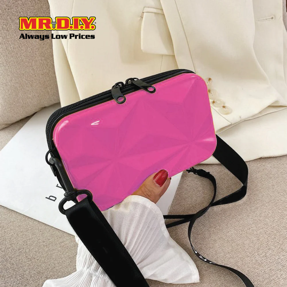 (MR.DIY) Geometric Hardcase Shoulder Bag with Strap - LIGHT PINK - Color Series - Image 3