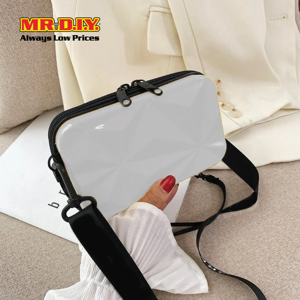 (MR.DIY) Geometric Hardcase Shoulder Bag with Strap - OFF WHITE - Color Series - Image 8