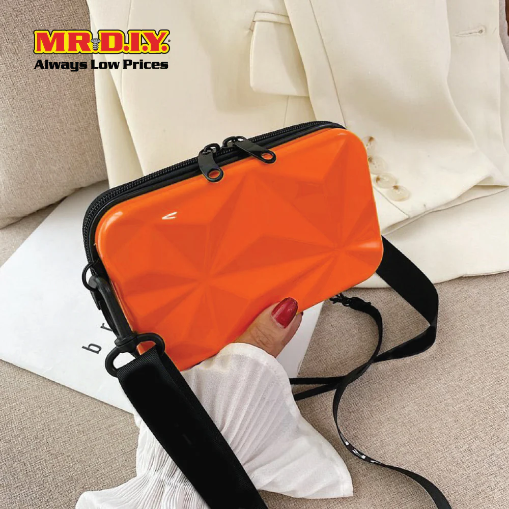 (MR.DIY) Geometric Hardcase Shoulder Bag with Strap - ORANGE - Color Series - Image 8