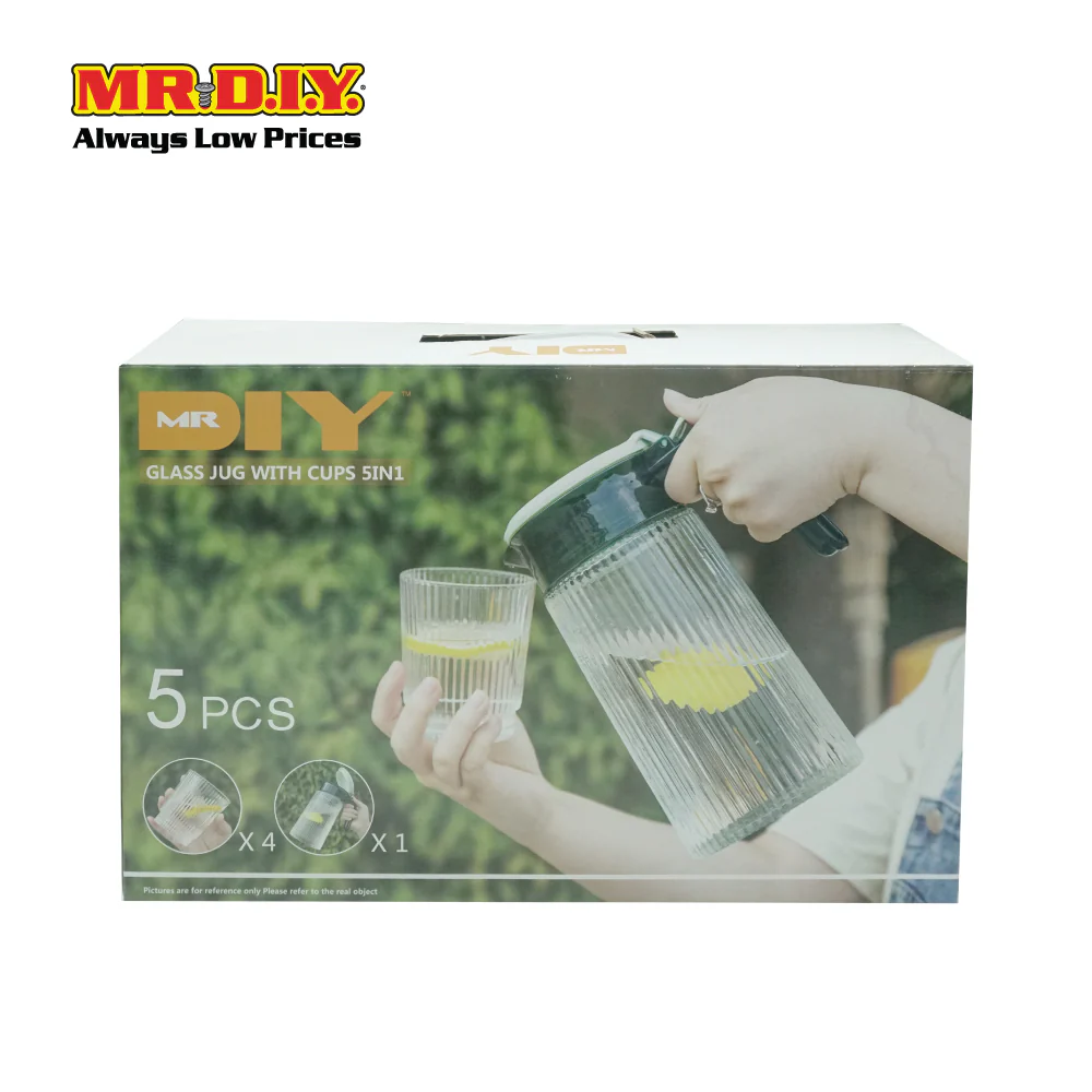 (MR.DIY) Glass Jug with Cups Set (5 in 1) - Image 4