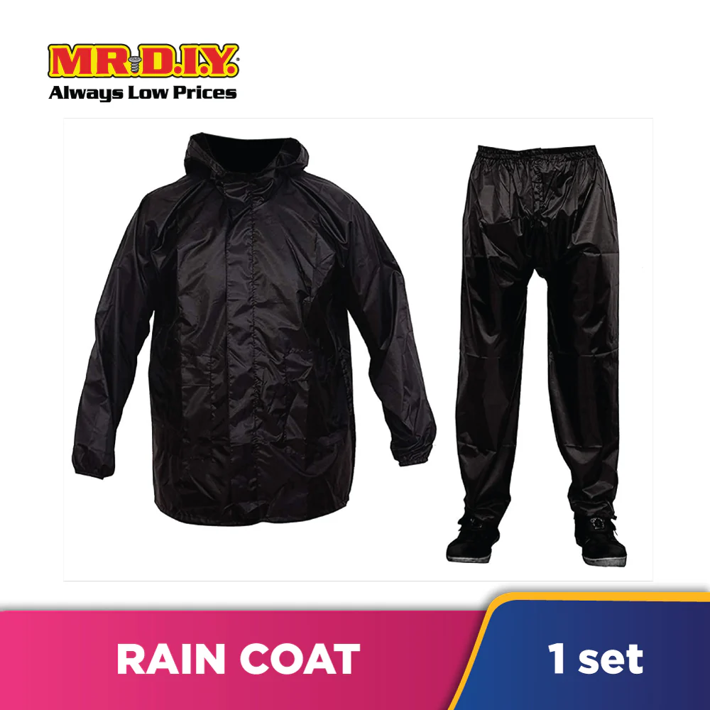 (MR.DIY) High Quality Rain Coat Black - Image 3