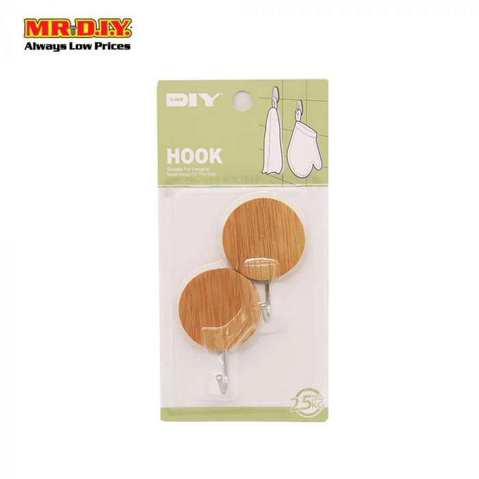(MR.DIY) Adhesive Round Wooden Hook (1pc) - Image 2