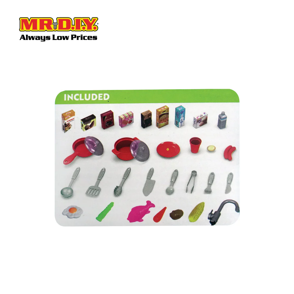 (MR.DIY) Set Cooking Simulation Kids Chef Play Pretend Cooking Kitchen Toys Playset 72.5 x 34.5cm (49pcs) - Image 2