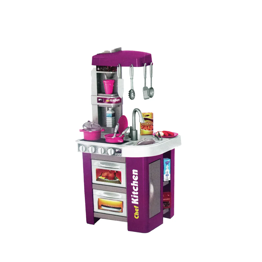 (MR.DIY) Set Cooking Simulation Kids Chef Play Pretend Cooking Kitchen Toys Playset 72.5 x 34.5cm (49pcs) - Image 5