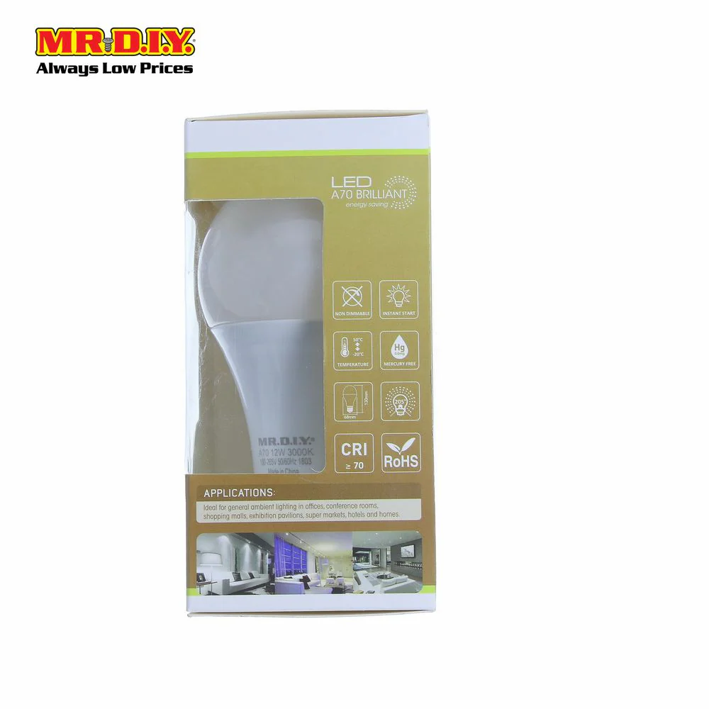 (MR.DIY) LED Brilliant Round shape Bulb Warm White 12W - Image 4