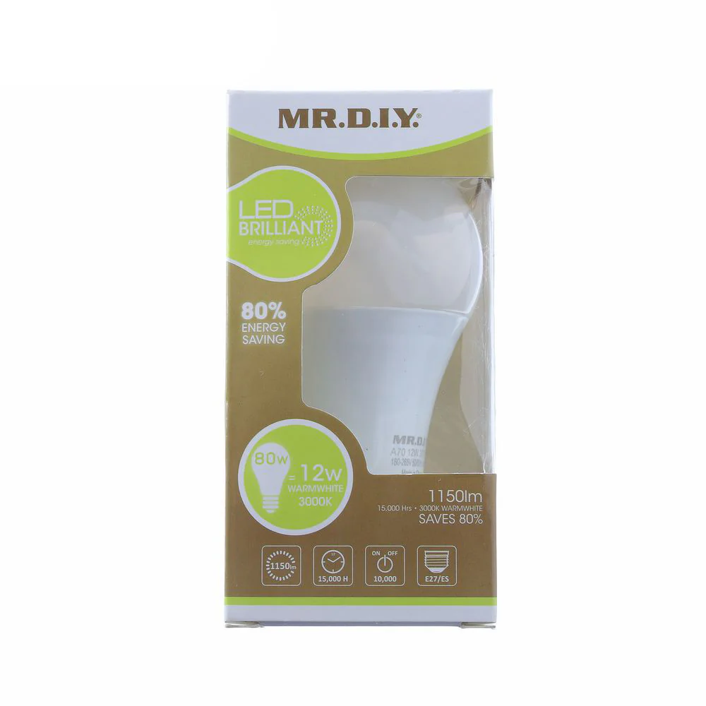 (MR.DIY) LED Brilliant Round shape Bulb Warm White 12W - Image 6