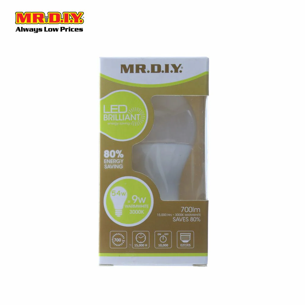 (MR.DIY) LED Brilliant Round shape Bulb Warm White 9W - Image 2