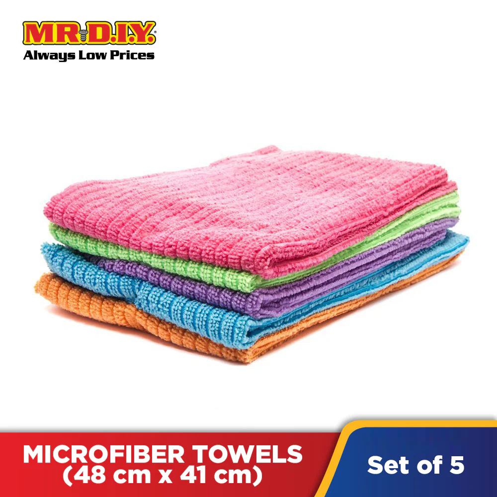 (MR.DIY) Microfiber Multi-Colour Square Towels (5pcs) - Image 6