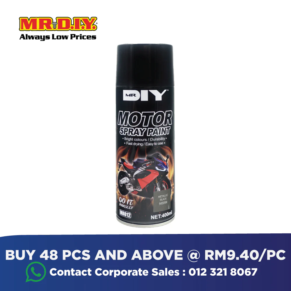 (MR.DIY) Motor Spray Paint Metallic Black M009 400ml - Image 5