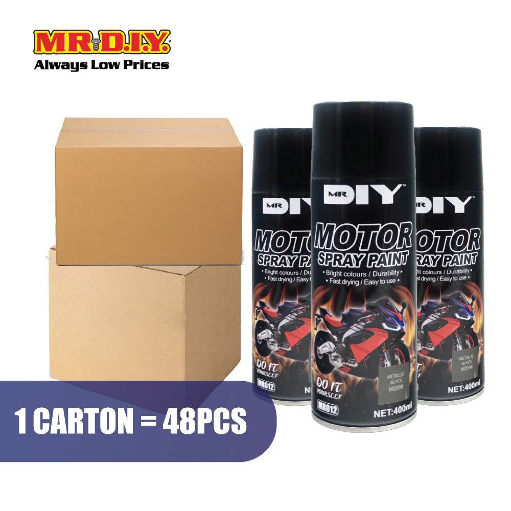 (MR.DIY) Motor Spray Paint Metallic Black M009 400ml - Image 6