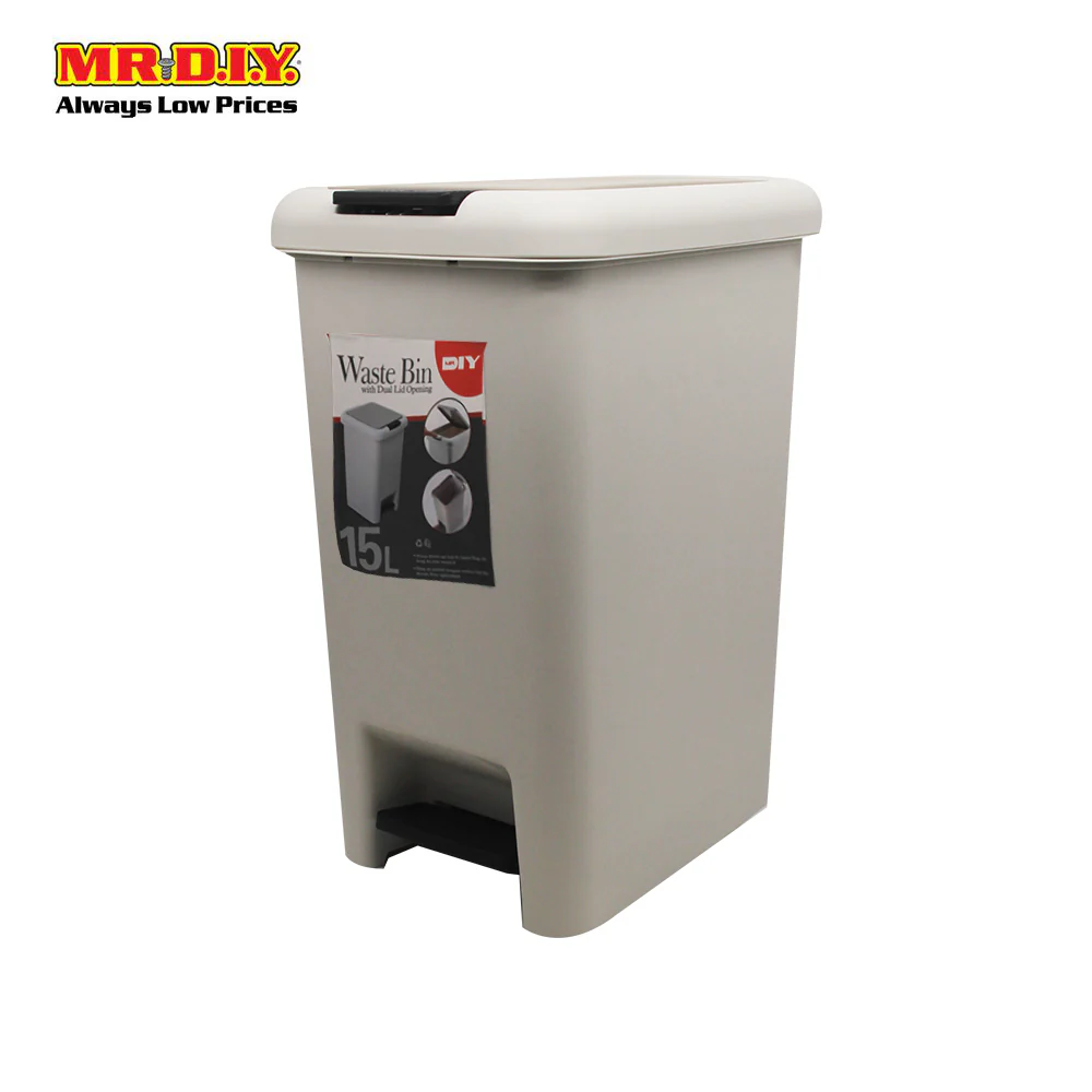 (MR.DIY) Pedal And Press Dual Dustbin White (15L) - Image 3
