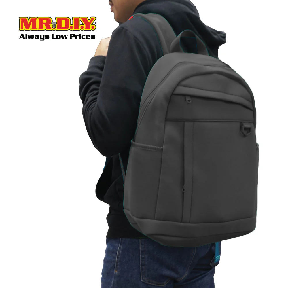 (MR.DIY) Plain Casual Shoulder Backpack  - BLACK - Color Series - Image 2