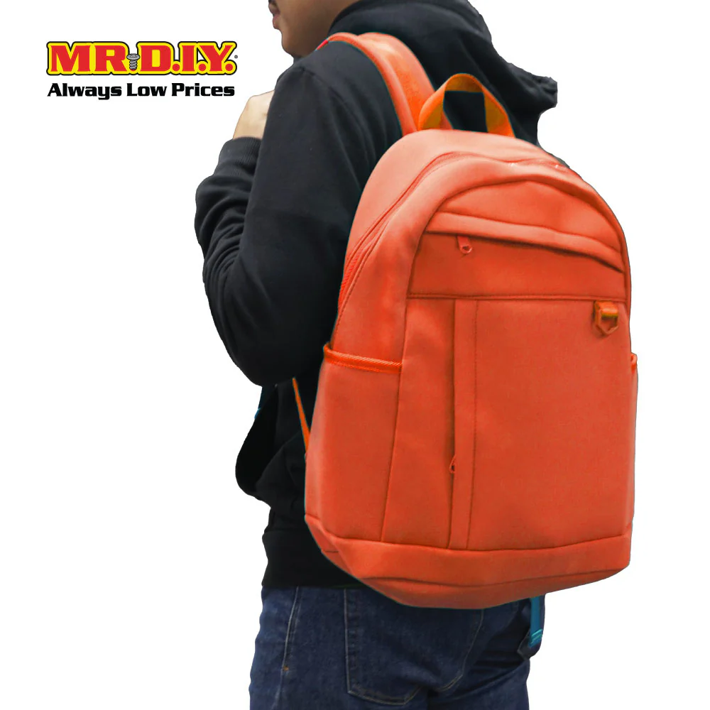 (MR.DIY) Plain Casual Shoulder Backpack  - ORANGE - Color Series - Image 2