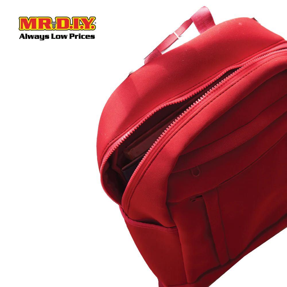 (MR.DIY) Plain Casual Shoulder Backpack  - RED - Color Series - Image 3