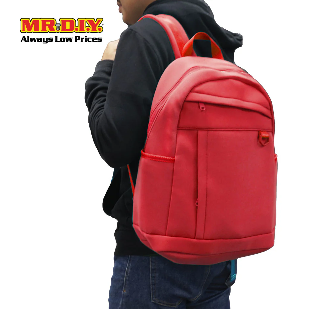(MR.DIY) Plain Casual Shoulder Backpack  - RED - Color Series - Image 6