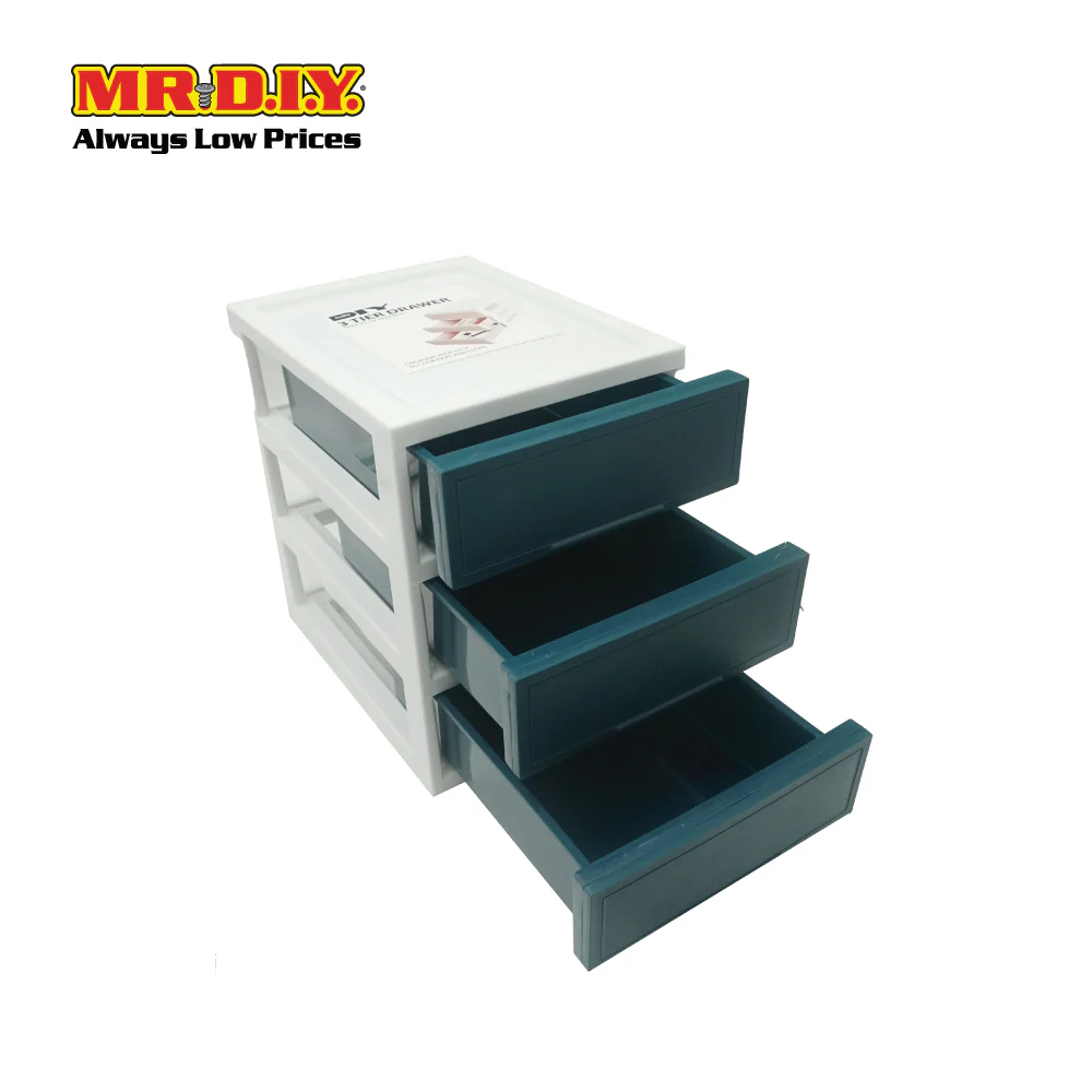 (MR.DIY) Plastic Storage Drawer Rack Desk Organizer 3 Tier (25.5 x 18 x 24cm) - Image 2