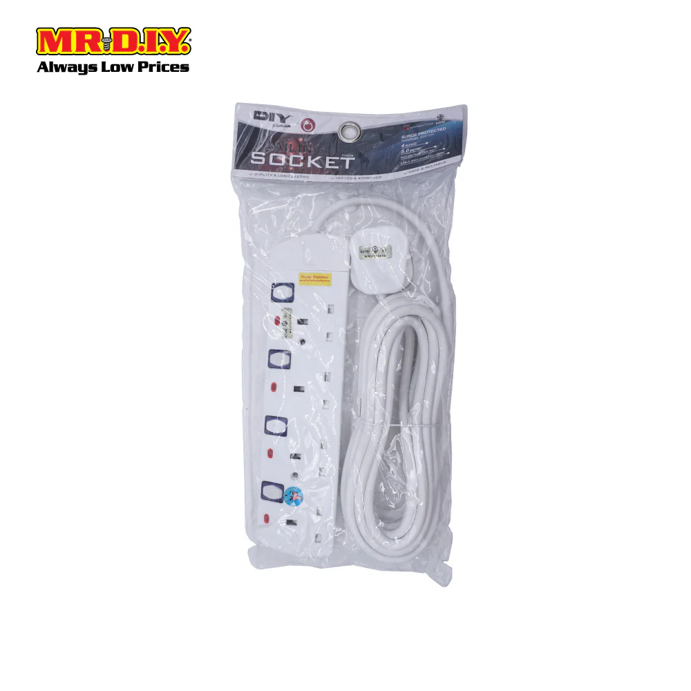 (MR.DIY) Extension Power Trailing Socket 3 Pin 4 Gang With SIRIM 1500W (5M) - Image 2