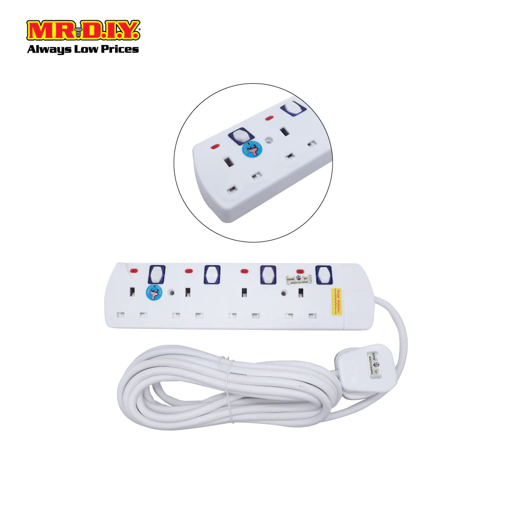 (MR.DIY) Extension Power Trailing Socket 3 Pin 4 Gang With SIRIM 1500W (5M) - Image 3