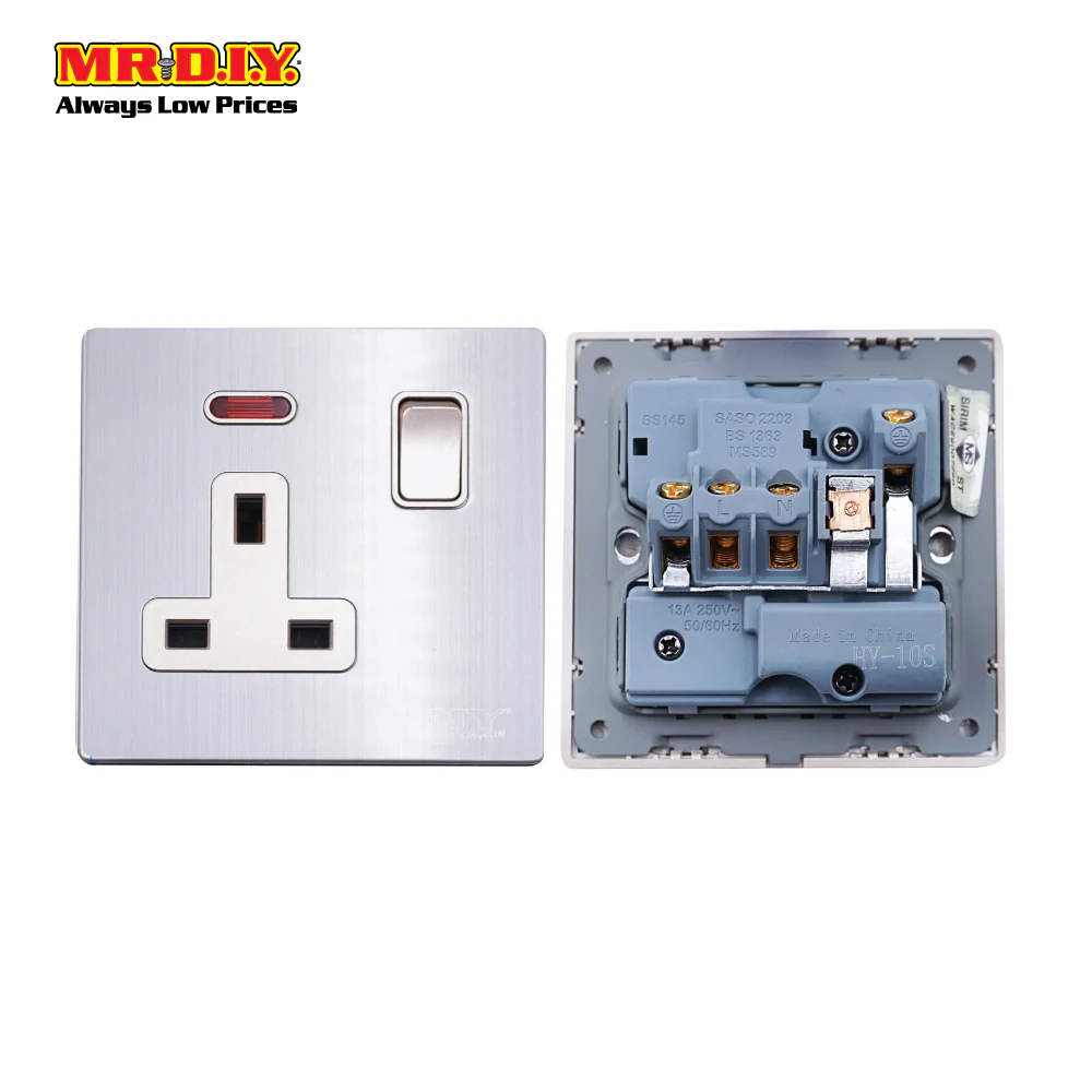 (MR.DIY) Premium Alluminium Plated 1-Gang SP Switched Socket Outlet 13A (9cm) - Image 2