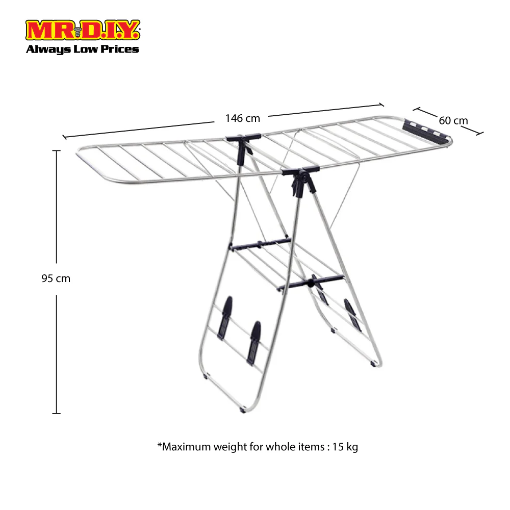 (MR.DIY) Premium Stainless Steel Foldable Clothes Drying Rack (146cm x 60cm) - Image 3