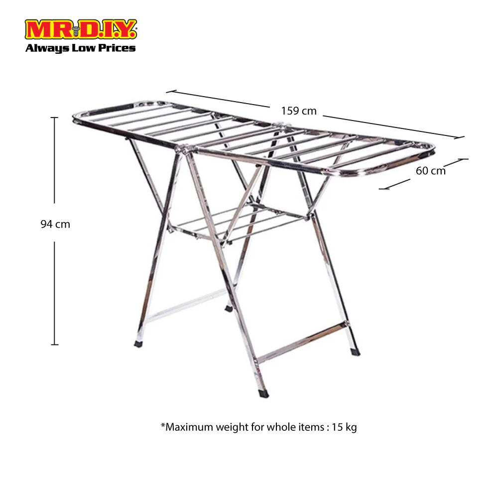 (MR.DIY) Premium Stainless Steel Foldable Clothes Drying Rack (159cm x 60cm) - Image 3