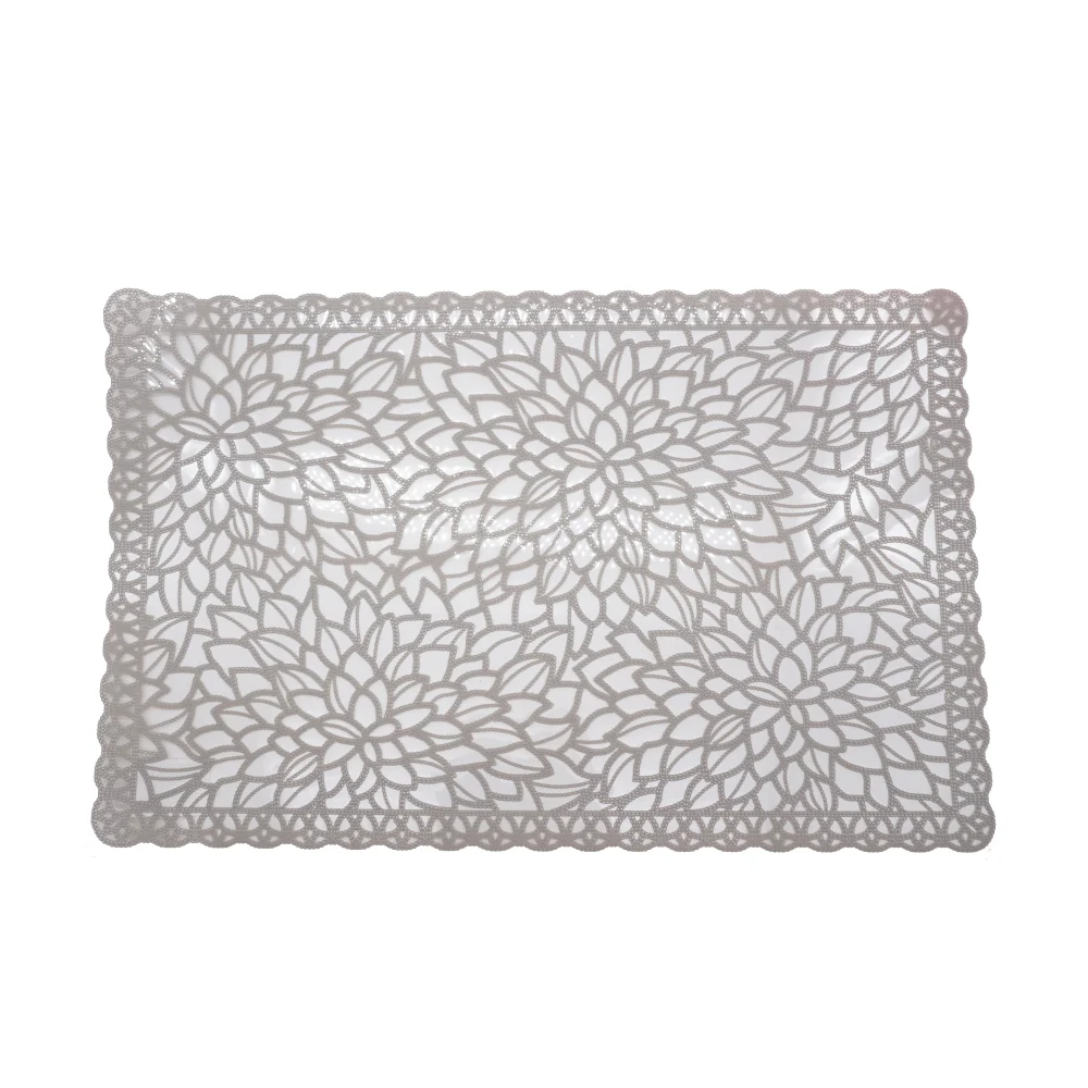 (MR.DIY) Rectangular Leaves Design Placemat 35649-1 Grey - Image 2