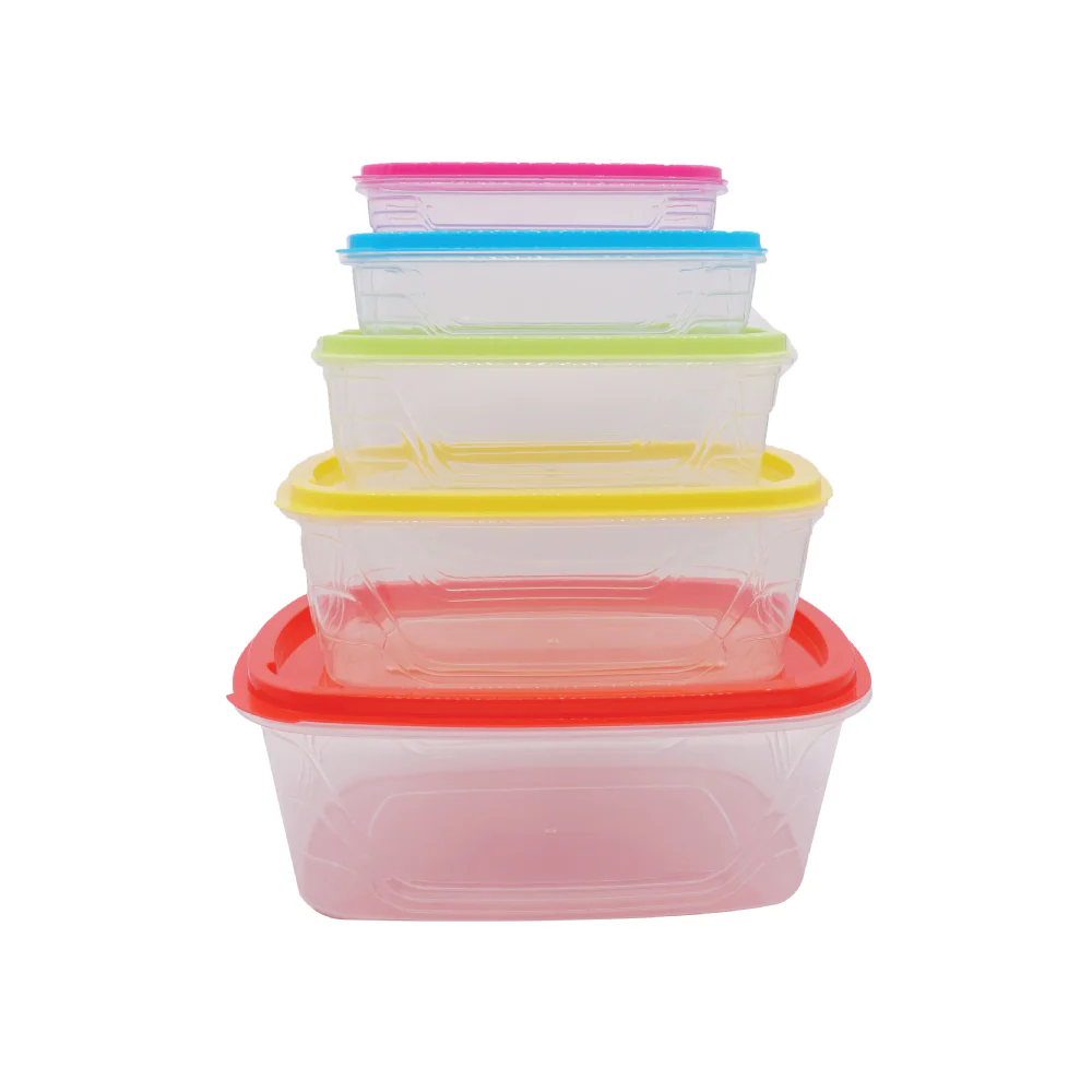 (MR.DIY) Rectangular Rainbow Color Food Keeper Plastic Tupperware Container (5 pieces) - Image 5